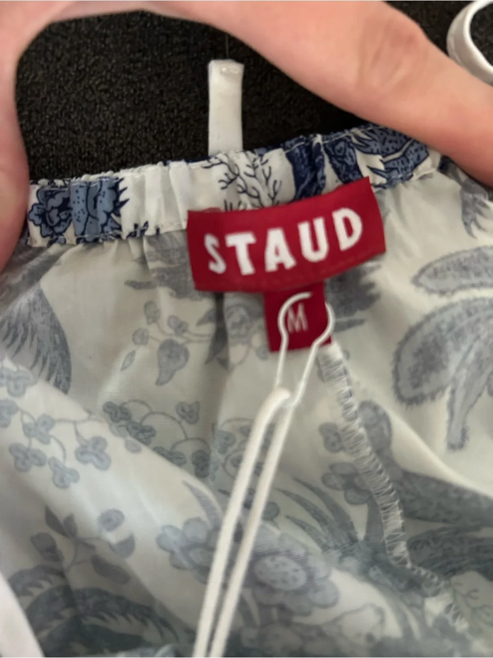 STAUD blue and white wrap dress - Picture 3 of 5